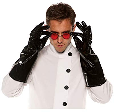 Horror-Shop Schwarze Lack Herren Handschuhe als Kostüm Zubehör