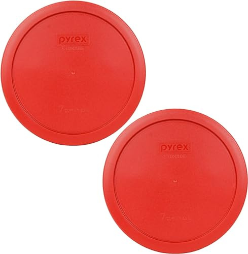 Pyrex 7402-PC 6/7 Cup Poppy Red BPA-Free Plastic Lid (2-Pack) - Made in USA