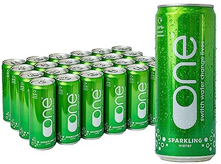 One Water Natural Sparkling Spring Water 24 x 330ml Cans - Pure Refreshing 7.7pH Canned Water - 100% Recyclable & Sustainable Can - Plastic Free - Bulk Pack
