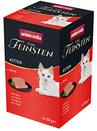 animonda vom Feinsten Kitten Katzenfutter nass mit Rind (6 x 100 g), Kitten getreidefreies Katzen Nassfutter ohne Zucker, mit frischen fleischigen Zutaten