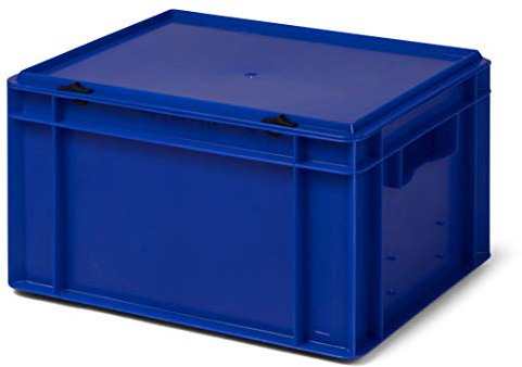 1a-TopStore Design Aufbewahrungsbox mit Deckel | Stapelbox stapelbar | 5 Farben | 8 Größen (40x30x22 cm, blau)