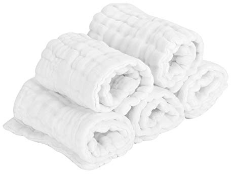 Babywindeln, 5 Stück/Set aus Chiffon Baumwolle Windeln, waschbar, wiederverwendbar, Pflegeprodukt für Kinder (weiß)
