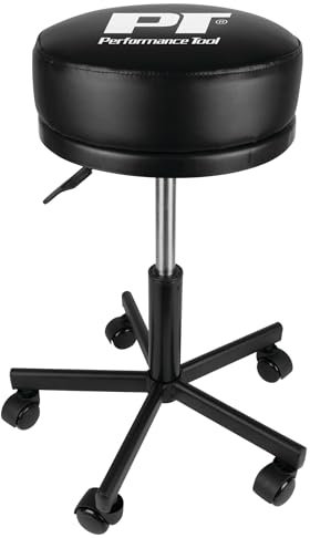Performance Tool W85033 Extra-Thick Big Top Pneumatic Rolling Shop Stool for Mechanic Garages and Workshops, Black, 19x19x18.5-Inches