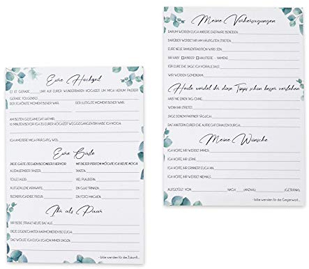 FEENSTAUB 30 Gästebuchkarten für die Hochzeit, Fragen an Hochzeitsgäste zum Ausfüllen & Einkleben in Album, Hochzeitswünsche für das Brautpaar, Hochzeit Spiele für Gäste, Gästekarten Zeitkapsel