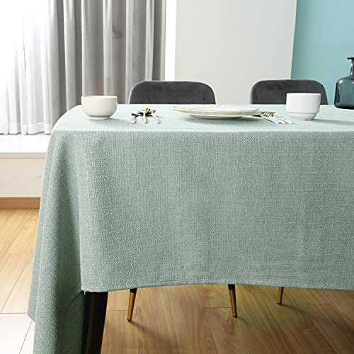 Tischdecke Leinen Tischwäsche Hellgrün 140 x 240 cm Eckig Abwaschbar | Tischdecke Wasserdicht Tischtuch outdoor Gartentischdecke Küche Restaurant Partys Festen Weihnachten Neujahr