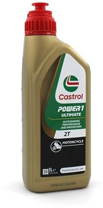 Huiles moteur motos et scooters lubrifiant Castrol Power 1 Ultimate 2T avec porte-clés tire-bouchon 5x1lt