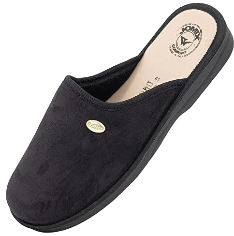 JOMIX Ciabatte Uomo Anatomiche Punta Chiusa Pantofole Uomo Eleganti e Comode Made in Italy ITU1721-1 (Nero, 44)