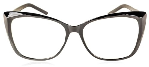 iB-iP Damen Leopard Schwarz Cateye Optikbrille Klare Gläser