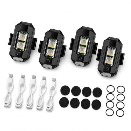 4Pcs LED Strobe Drone Light 7 Colors USB Charging Flying Anti-Collision Night Lights for Remote Control Drone,Motorcycle,Car,Bike,RC Car,RC Boat