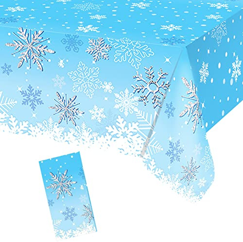 Weihnachtstischdecke Schneeflocke,130x220cm Tischdecke Weihnachten Rechteckige Weihnachten Tischhussen Tischläufe Mehrweg Tischdecke aus Kunststoff,wasserdichte Ölbeständig Tischdecken