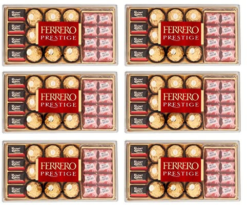 6x Caja de regalo Ferrero Prestige Praline di Cioccolato con bombones de chocolate 246g Incluye Mon Chéri, Ferrero Rocher y Pocket Coffee 21 piezas