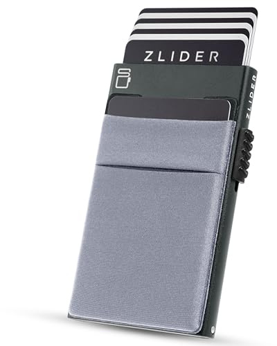 ZLIDER Kartenetui Herren mit Münzfach | Credit Card Holder Slim Wallet | Kartenhalter mit RFID Wallet | Mini Kreditkartenetui Modern aus Aluminium | Smart Portmonee Herren Damen Geldbörse spacegrau
