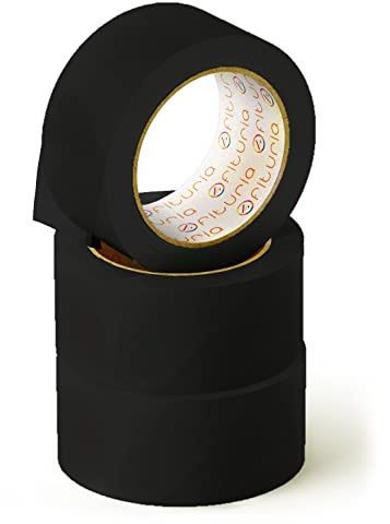OFITURIA Cinta Adhesiva, color Negro, Cinta para Embalaje y Organizar tus Cajas y Envíos, Ideal para Manualidades y Decoración, Precinto de Colores Vibrantes 66 mt x 48 mm (3 und. - Negro)
