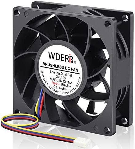 WDERAIR 80 mm x 25 mm PC-Computer-Gehäuselüfter, 12 V, 4-polig, PWM FG, hohe CFM-Leistung, Lüfter für Heimwerker, Gaming, CPU, GPU, Mining, Rig, Belüftung, Auspuff