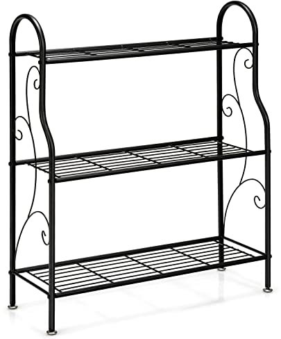 FLBT 3-stöckiges Blumenregal, Vintage-Hochleistungs-Metall-Pflanzenregal, praktischer Blumentopfhalter für Zuhause, Büro, Garten, Terrasse und Hof (72 x 25 x 85 cm)