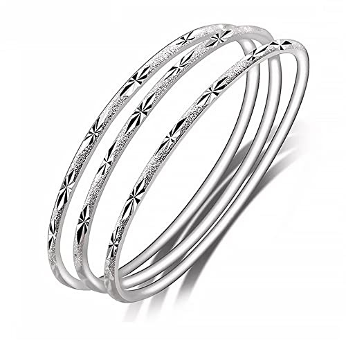 Sterling Silver Bangle Bracelets for Women,Fashion Jewelry Simple Adjustable 925 Silver Cuff Bangles for Women Mom Wife Valentine Mothers Day Gift (Inner diameter 2.56inch)