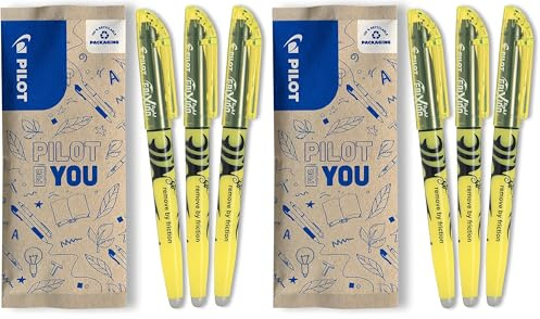 Pilot FriXion Light, Radierbarer Textmarker, 3er Set (Neongelb) (Packung mit 2)
