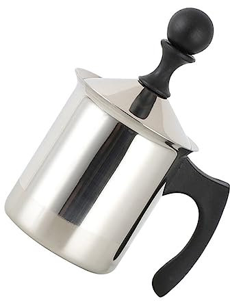 Luxshiny Montalatte Manuale Inossidabile Con Filtro Doppio Schiumatore Per Cappuccino e Latte Design Ergonomico Per Cucina e Caffè Casa