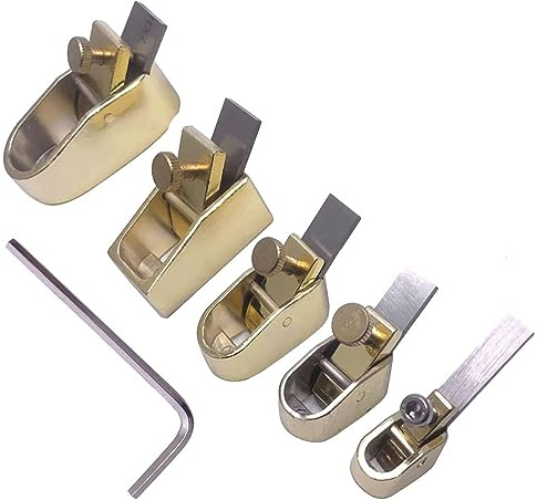 TUOREN Mini-Handhobel für Violine, vergoldet, Holzschneidewerkzeug, perfekt für Violine, Bratsche, Cello, Instrument, 8–16 mm, 5 Stück