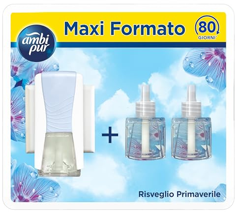 Ambi Pur Risveglio Primaverile Starter Kit Diffusore Elettrico Per Ambienti 40ml, Per Rimuovere Gli Odori