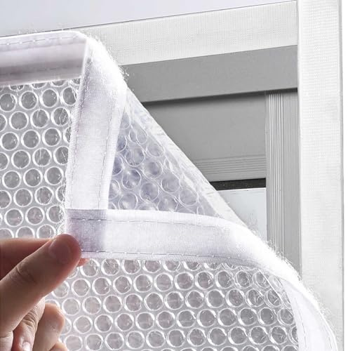 Fenster Isolierfolie Kälteschutz Fensterisolierung Schutz-Vorhang,Wärmeschutzvorhang,Winddichte Staubdichte Fensterisolierung für den Winter,Doppelt Verdickt Luftpolsterfolie (80x120cm)