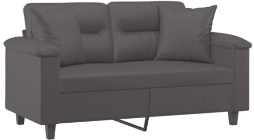 vidaXL 2-Sitzer-Sofa mit Zierkissen Grau 120 cm Kunstleder