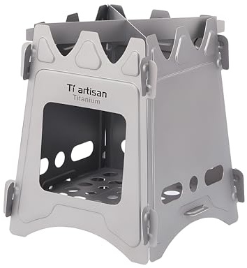 Ti artisan Titanium Wood Burning Stove, Camping Stove, Foldable Titanium Wood Stove Portable Backpacking Stove for Outdoor Camping Picnic BBQ