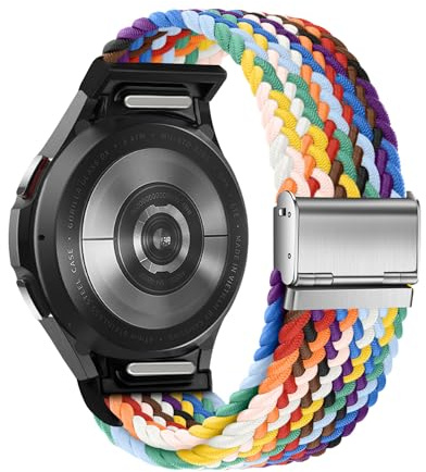 SimpleThings One-Click No Gap flätat armband kompatibelt med Galaxy Watch 7/6/5/4 (40 mm 44 mm)/5 pro 45 mm/6 4 Classic (47 mm 43 mm/42 mm 46 mm) för män och kvinnor