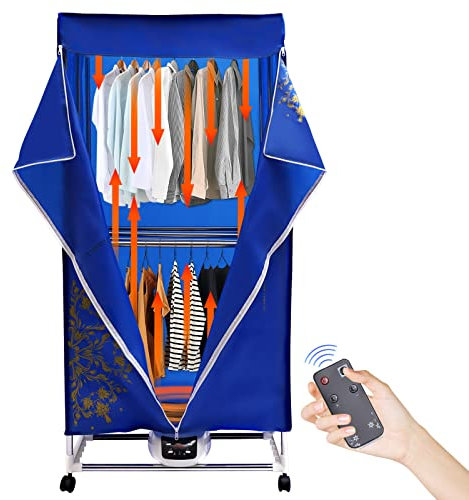 Asciugatrice elettrica portatile a 2 ripiani asciugatrice ventilata armadio riscaldato con timer e ruote da 1200 a 1500 W, carico 30 kg, adatto per famiglia, appartamento