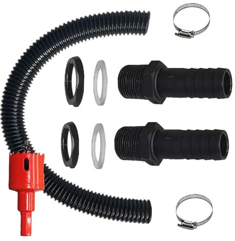 Mellifluous Water Butt Connector Pipe Link, 50 cm Connection Hose,2 Water Butt Through 25 mm and 2 Hose Clamps,Rain Barrel Feed-Through,Rain Butt Connector for Rainwater Barrels