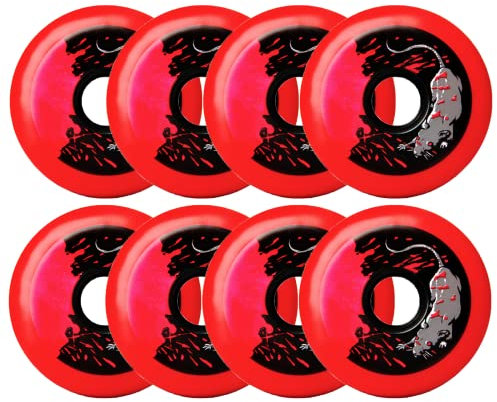 Skateboard-Räder Inline-Rollschuh-Räder Indoor Outdoor Inline Skate Ersatzräder Ohne Lager 8er-Pack Rollschuh-Räder Für Den Einsatz Beim/Skaten,Rot,80mm