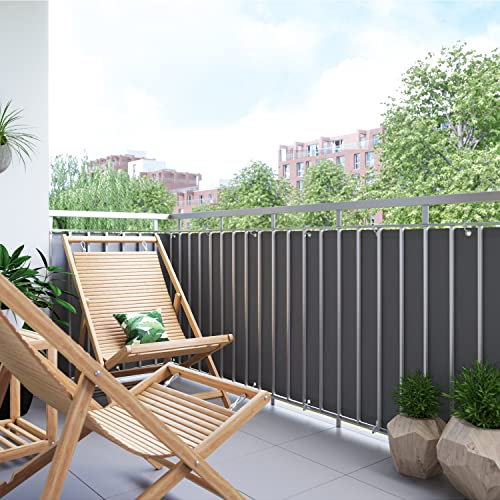 BalkonsichtschutzZaunblende Sichtschutz Blickdicht Polyester mit Ösen für Balkon Sichtschutz - Dunkelgrün 100x750cm