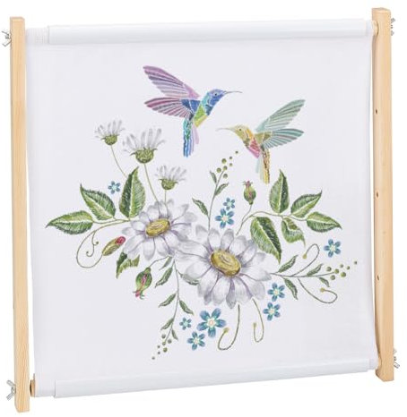 FINGERINSPIRE Kreuzstichrahmen Aus Holz 40cm Quadratische Form Kreuzstickrahmen Nadelspitzenstickerei Gobelin Rollrahmen Nähnadelspitzenhalter Werkzeug Für Stickarbeiten