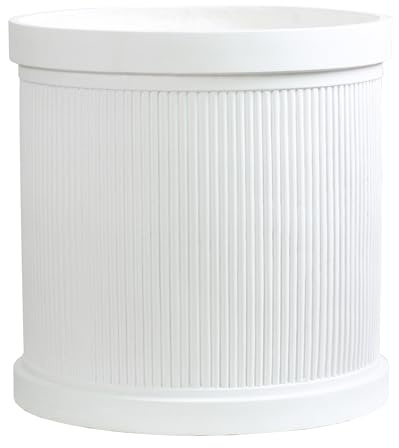 XL 45cm Fibrestone Planter Ribbed - Matt White Extra Large Plant Pot