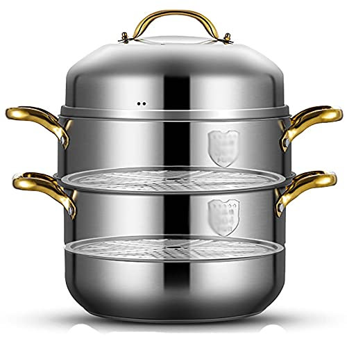 HHOZsafety Vaporiera/Pentola per Zuppa in Acciaio Inossidabile Addensato Cestello per Vapore Domestico Fornello A Induzione Fornello A Gas Generale/32Cm/28Cm (32
