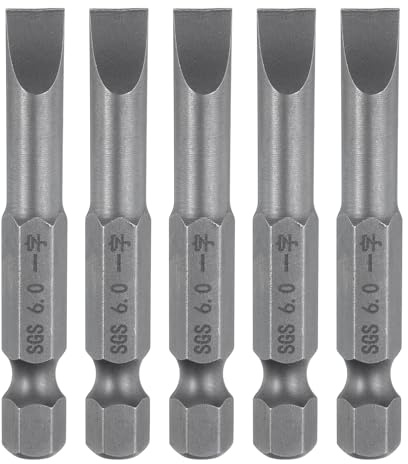 QUARKZMAN 5Pcs Embouts de Tournevis Plats Magnétiques Sl6 6mm en Acier S2 1/4 Hex Shank Embouts de Tournevis Industriels de Qualité pour Vis de Fixation 2 de Long
