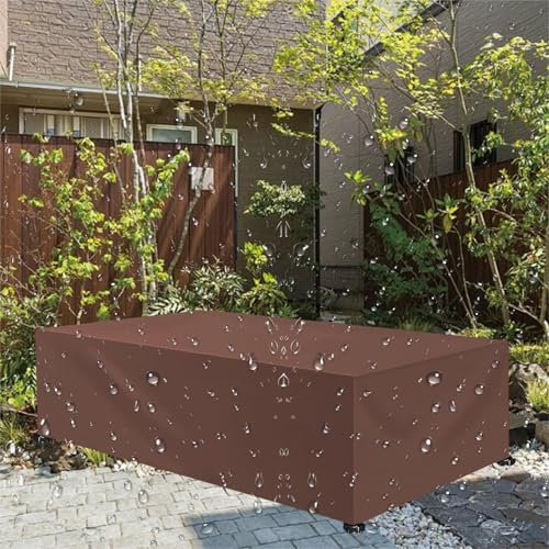 XUEQXUE Bache Salon de Jardin Imperméable 150 x 280 x 150 cm Housse de Protection Anti-UV Résistant Froid Coupe-Vent, Housse Protection Mobilier de Jardin pour Tables,Chaise,Canapé, ‎Marron