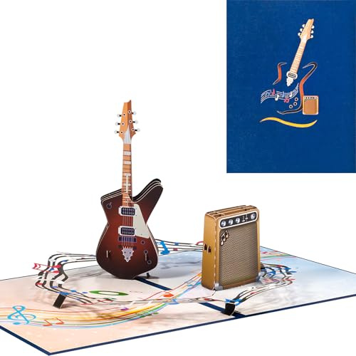 Carte d'anniversaire Pop-up,3D Carte de Guitare et de Son,Carte de Musique,Carte d'invitation à un Concert