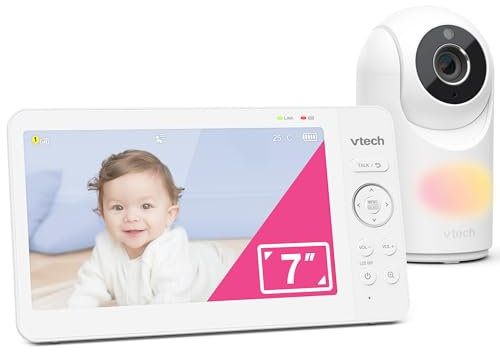VTech VM7467 Baby Monitor with 7 LCD Screen,Remote Pan Tilt Zoom,178° Wide-Angle View,Soothing Sounds and Lullabies,Multi-Colour Night Light,2-Way Talk,Temperature Sensor,No Need Wi-Fi Network