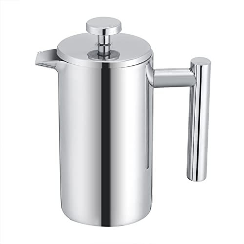 RASTKY Cafetera de Prensa Francesa de 350 Ml/3 Tazas, Cafetera de Acero Inoxidable de Doble Pared de 350 Ml Cafetera de Prensa Francesa de 350 Ml con Filtro