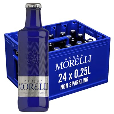 ACQUA MORELLI Stilles Mineralwasser ohne Kohlensäure - 24x0,25l Glas | Naturreines stilles Wasser aus Italien in stilvollen Glasflaschen, reiner Geschmack, ideal für Gastronomie und Tisch
