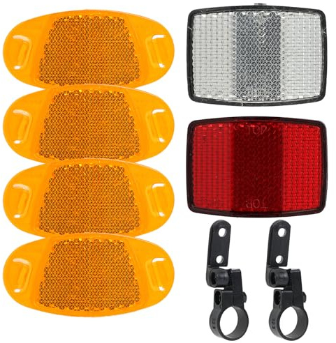 Fllyvly Ekreflektorer cykelset – 6 stycken, reflektorer cykel fram och bak, kattögon cykel för barn, vägcykel, MTB, e-cykel, ekreflektorer orange synlighet upp till 200 m
