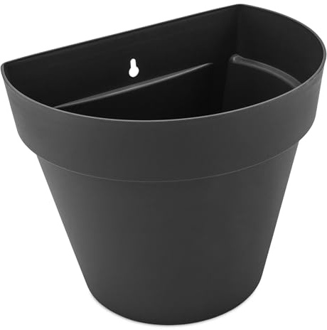 Spetebo Kunststoff Wand Blumentopf für Außen anthrazit - 28 x 20 cm | Outdoor Deko Wandampel Hängetopf Wandvase Pflanztopf zur Wandmontage