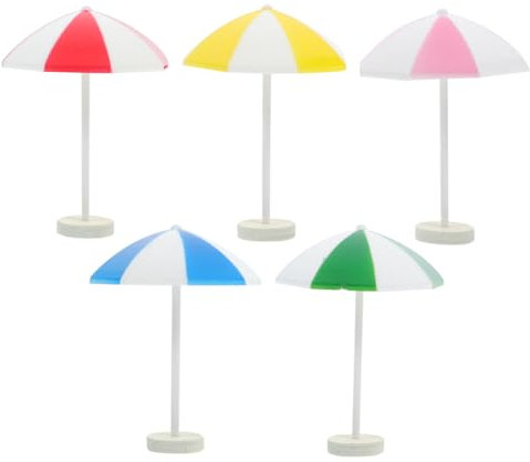 Milisten 5pcs Mini Sun Umbrella Decors Miniature Beach Umbrella for Doll House Micro Landscape Scene Accessories