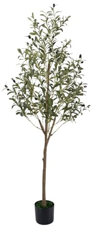 DOKKOME Árbol de olivo artificial de 150 cm, planta artificial grande, plantas artificiales tropicales, plantas de plástico en maceta, decoración para salón, dormitorio, oficina