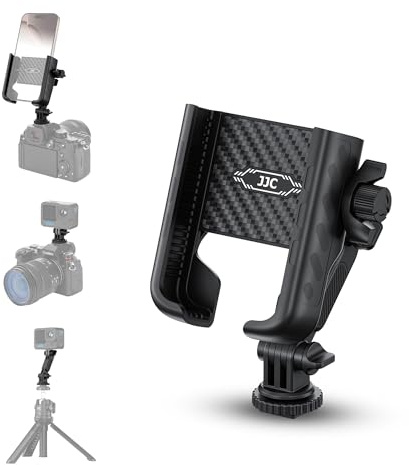 JJC Stabile Handy-Stativhalterung, universeller harter Smartphone-Kamera-Adapter mit kaltem Schuh und 0,6 cm Schraube, [sichere Verriegelung] 360° drehbarer Handy-Ständer für iPhone 16, 15, 14, Galaxy