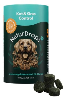 NaturDrops KOT & Gras Control Hundesnacks - 125 Stück, 250 g | Mit fermentierten Kräutern gegen unnatürliches Fressverhalten, Durchfall & Sodbrennen - kalt extrudiert, 100 % natürlich