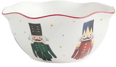 home&you - Bol Nutpatcher en porcelaine, pour servir, décoration de Noël, motif casse-noisette, compatible micro-ondes et lave-vaisselle, Ø20cm, 8.5cm de hauteur - Multicolore
