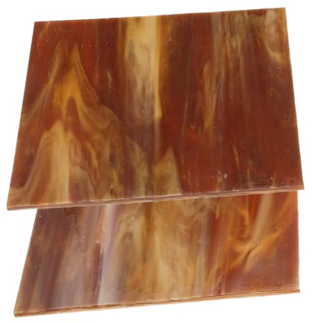OUNONA Carreaux de Mosaïque en Verre Coloré 10x10 Cm 2 Pièces Semi-transparents Bois Brun pour Loisirs Créatifs Déco Intérieure Bricolage DIY Artisanat