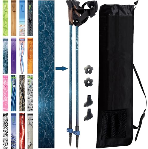 Official Nordic Walking Poles - True Classic Nordic Glove Grips, Lightweight, Adjustable, and Collapsible -2 Pieces w/flip Locks, Detachable Feet and Travel Bag by York Nordic - Heights 5'4-6'2